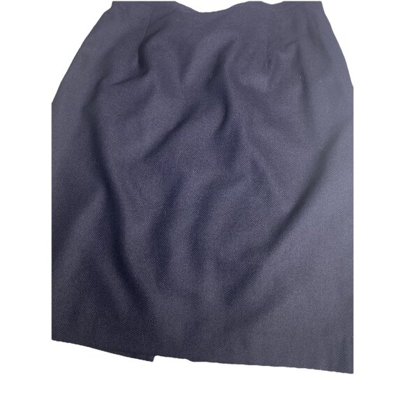 En Navy Size 38 Virgin Wool Cashmere Pencil Skirt Made In Austria Trimmed Split - Picture 12 of 14